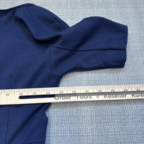 Boden Dress Womens 4R Navy Blue Short Sleeve Fit Flare Modal Blend Knee Length - Picture 7 of 9